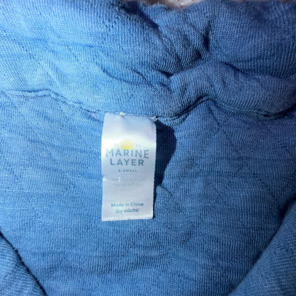 Marine Layer Corbet Quilted Pullover Navy Blue Snap Neck Sweatshirt Women's XS - Picture 3 of 12